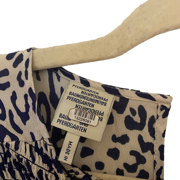 Baum Und Pferdgarten Adamaris Leopard Print Dress Silk Blend  Blue Size 2 - Picture 9 of 10